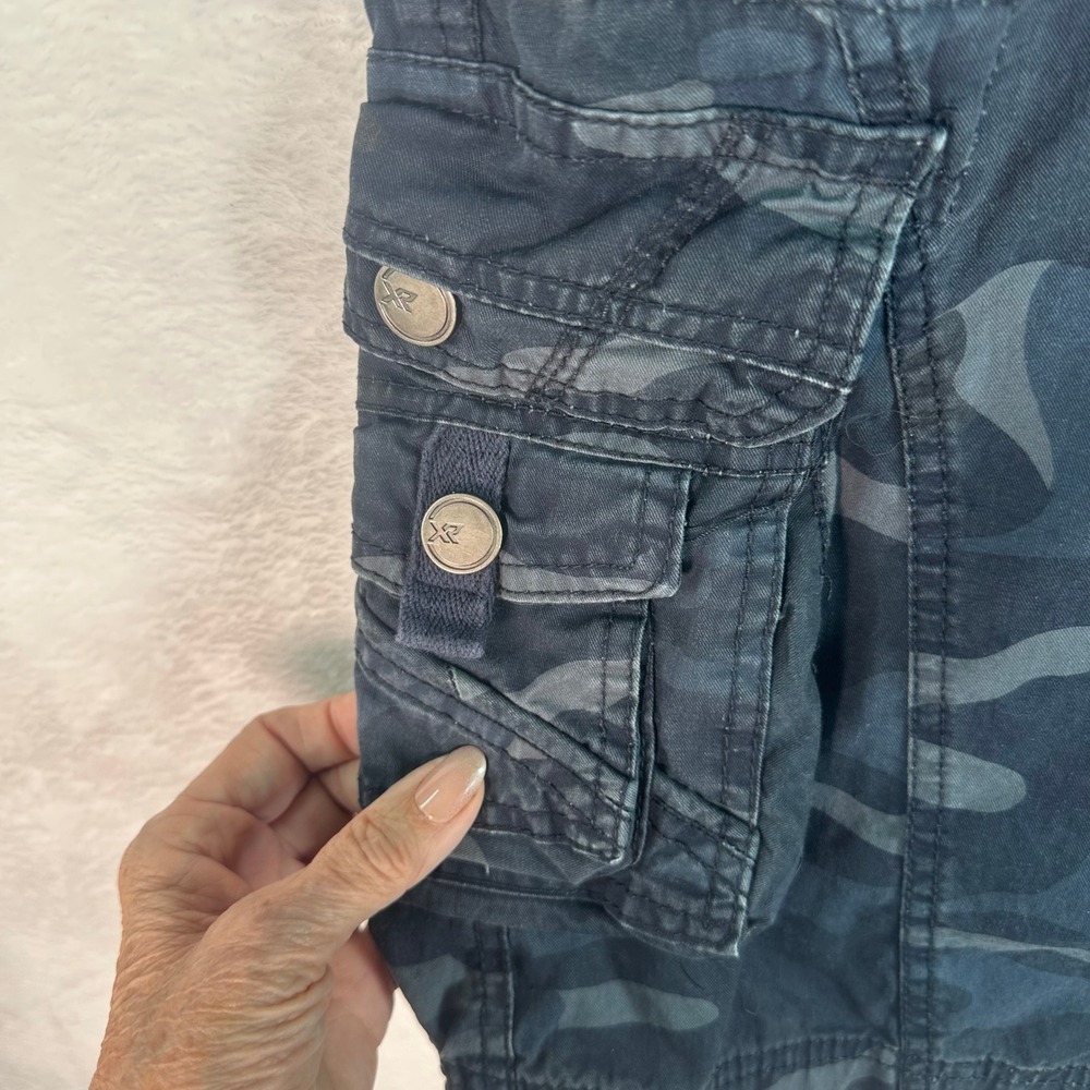 XRAY Jeans Cargo Shorts Mens 36 Blue Camo Multi-Pocket Tactical Utility - Picture 3 of 10